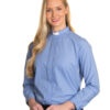 Clerical Shirt: Women 1' Slip-in Collar L/S Mid Blue - Radiant Shirts